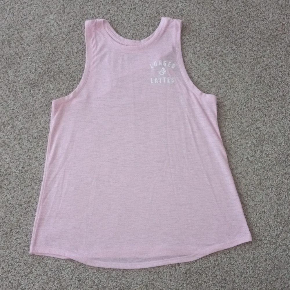 Lunges & Lattes pink tank top by Old Navy, large